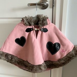KIDS Betsey Johnson fur trimmed pink poncho. 2T, NEVER WORN